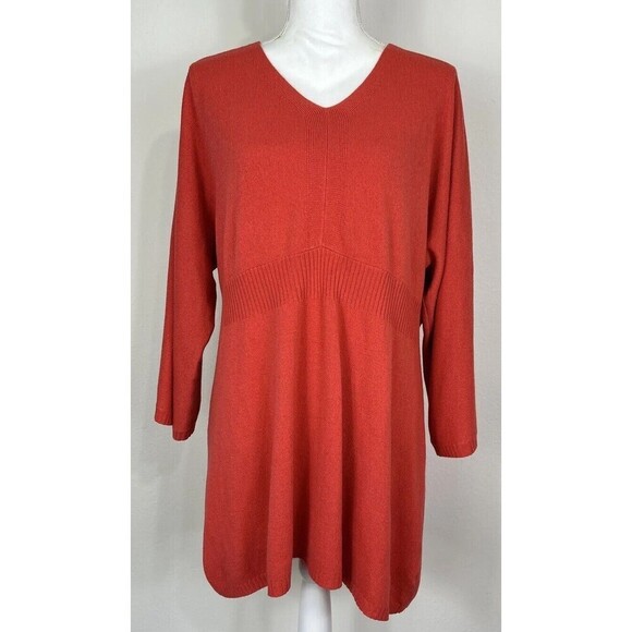 Soft by Avenue Orange Pullover V Neck Lightweight Sweater Plus Size 22/24 - Picture 1 of 12